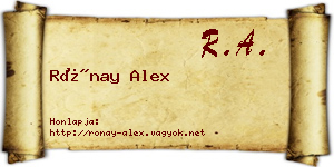 Rónay Alex névjegykártya